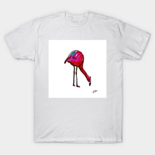 Feeding Flamingo In Abstract T-Shirt